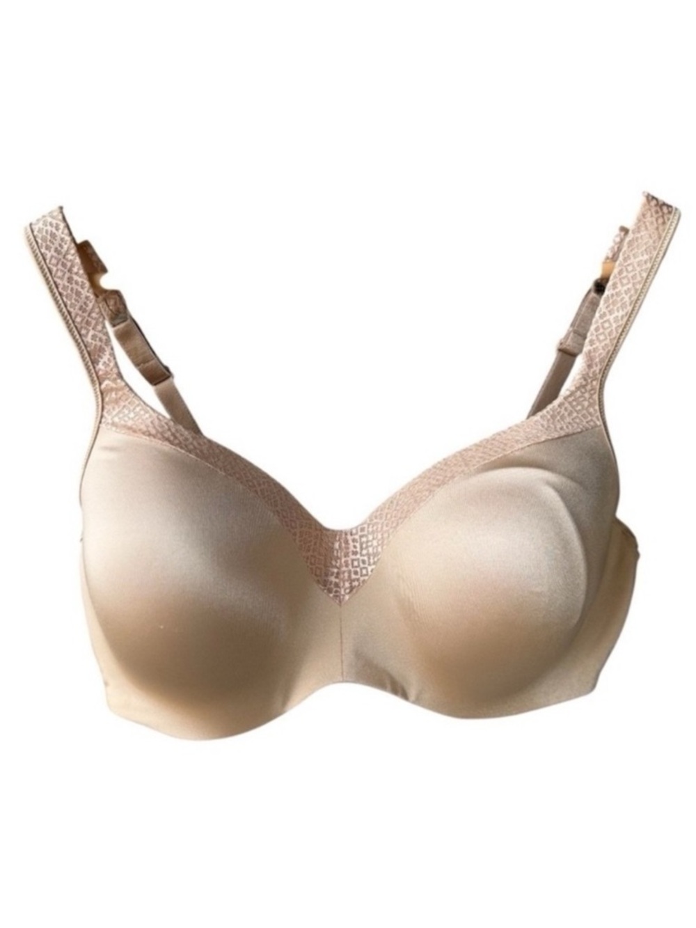 Hanes Bra Vanishing Back Full Coverage Tan Nude Underwire Intimates Size 38DD